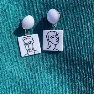 Acrylic Square Face Earrings.  NWOT.